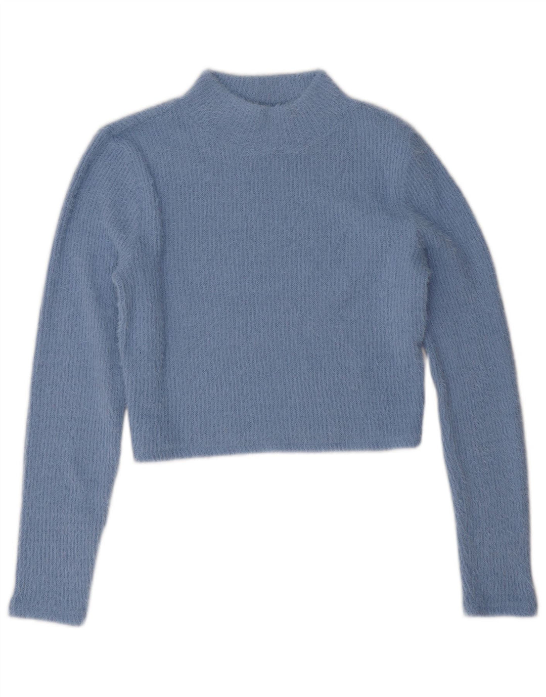 Zara Womens Crop Turtle Neck Jumper Sweater UK 16 Large Blue