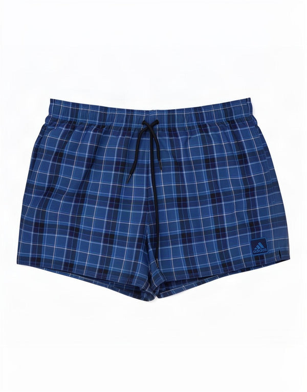 Adidas Mens Swimming Shorts Large Navy Blue Check Polyester