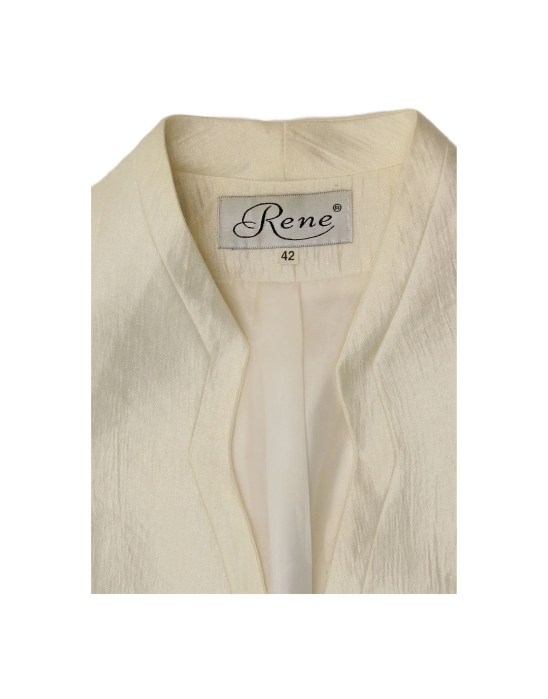 RENE Womens 1 Button Short Sleeve Blazer Jacket IT 42 Medium Off White