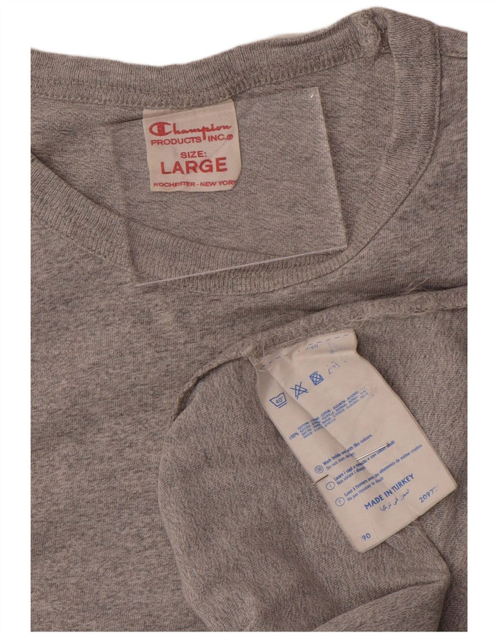 Champion Mens Graphic T-Shirt Top Large Grey Cotton
