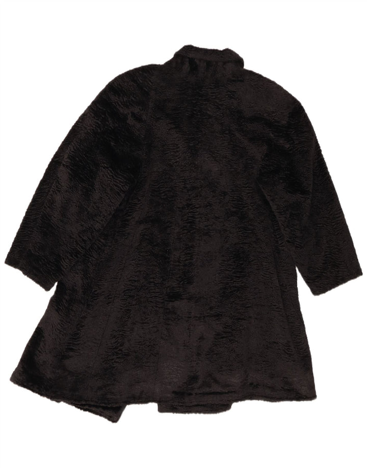 Womens Faux Fur Overcoat IT 44 Medium Black Synthetic