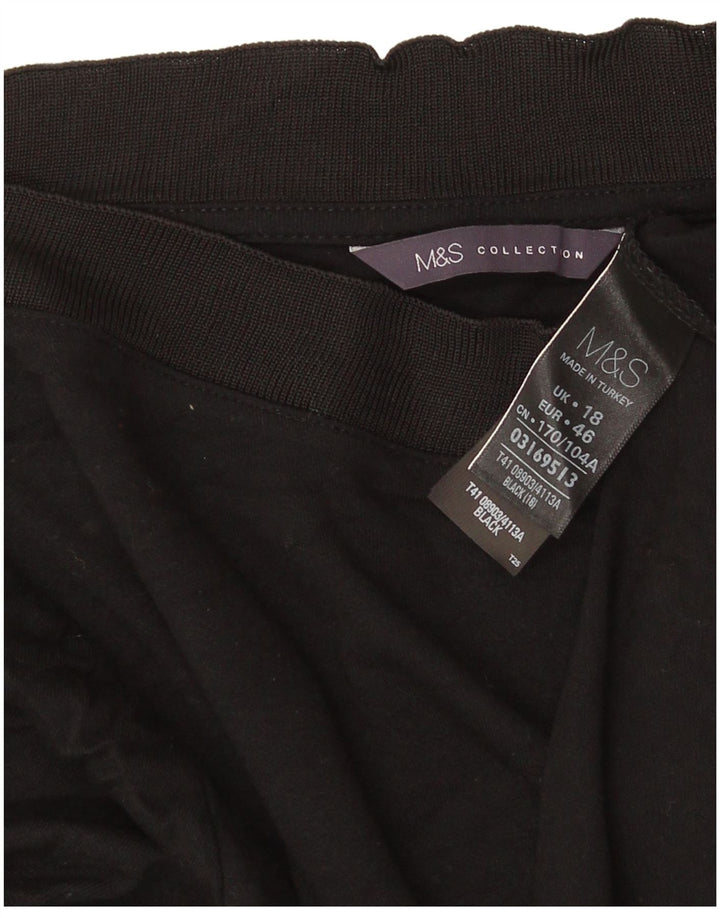 Marks & Spencer Womens Top 3/4 Sleeve UK 18 XL Black Viscose