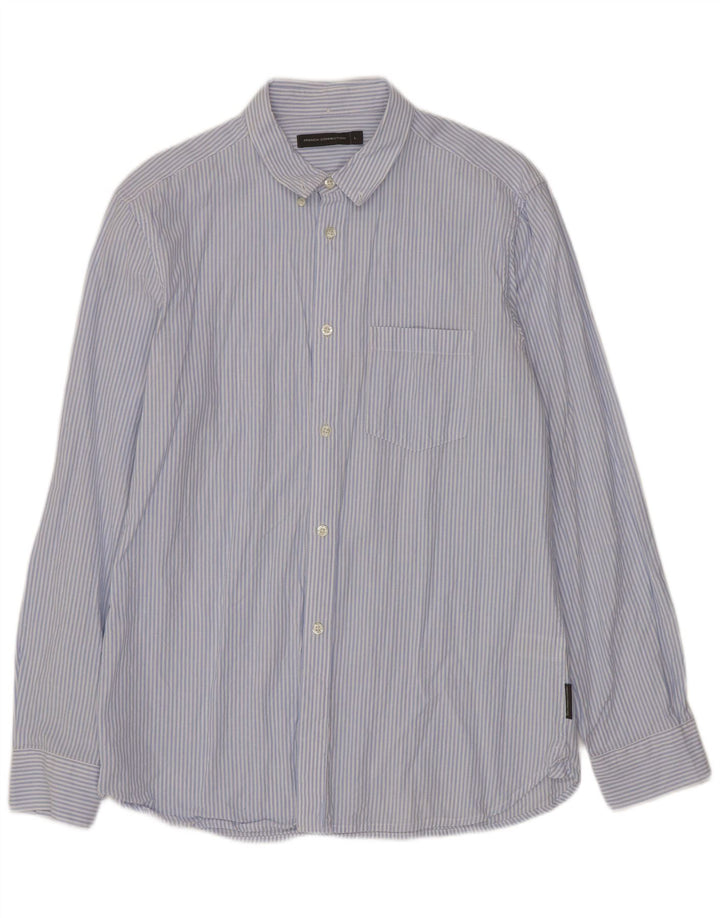 French Connection Mens Shirt Large Blue Pinstripe Cotton