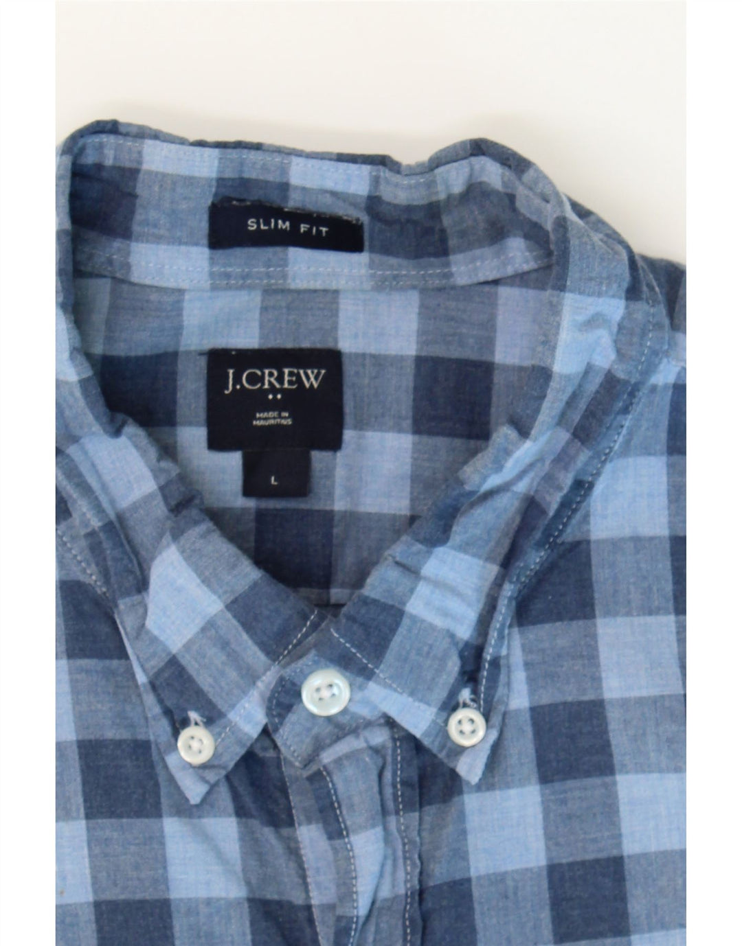 J. CREW Mens Slim Fit Shirt Large Blue Check Cotton Vintage J. Crew and Second-Hand J. Crew from Messina Hembry 
