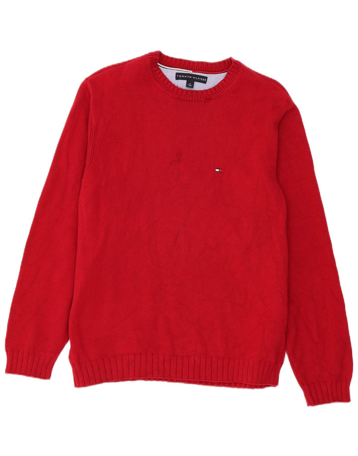 Tommy Hilfiger Mens Boat Neck Jumper Sweater Medium Burgundy