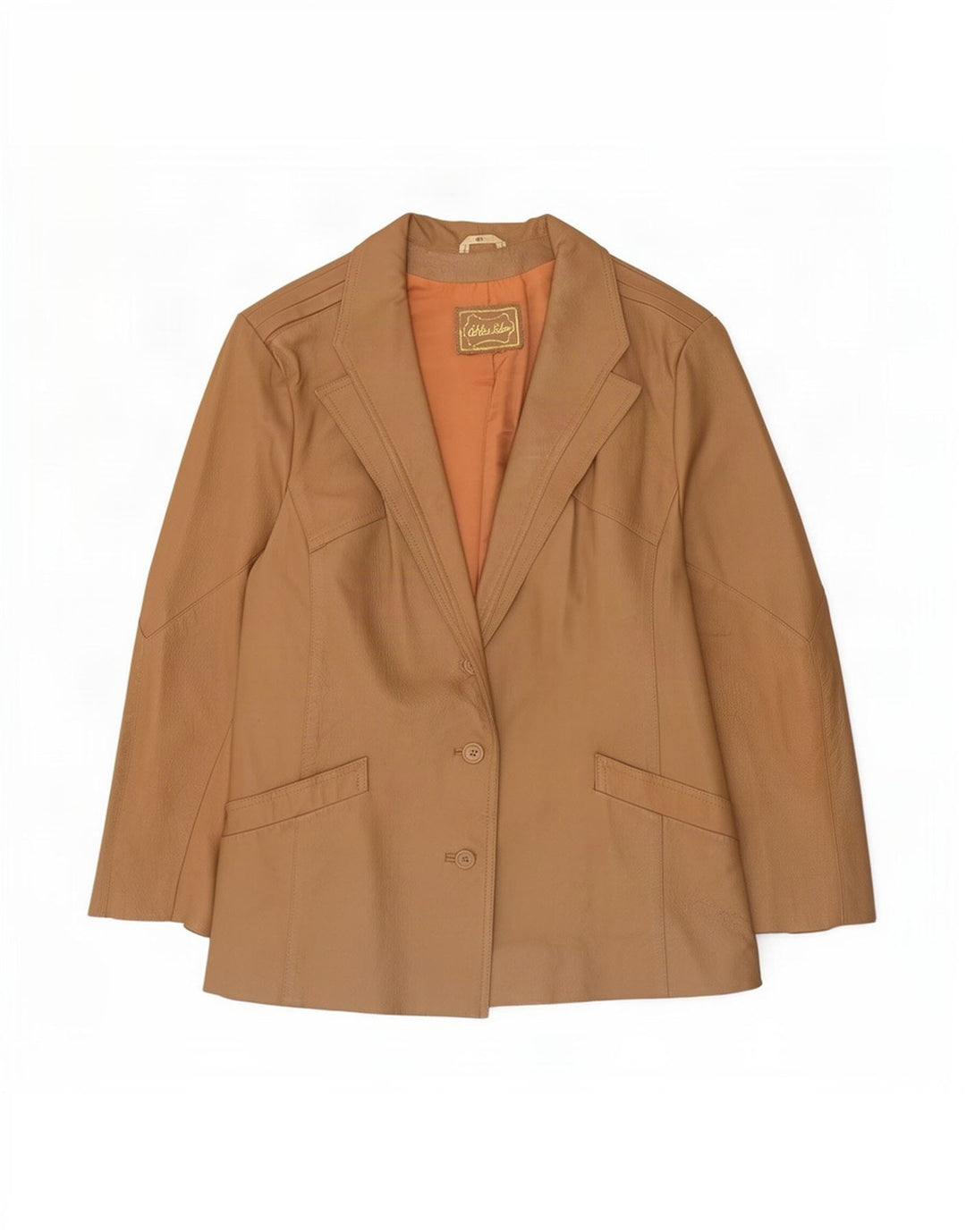Vintage Γυναικείο Δερμάτινο Σακάκι με 3 Κουμπιά EU 46 XL Μπεζ