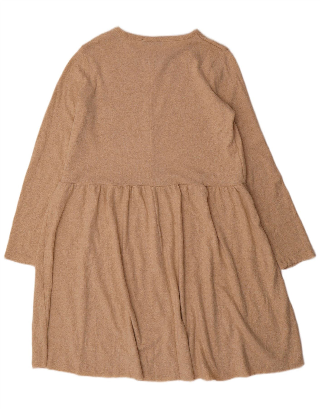 Zara Womens Long Sleeve Jumper Dress UK 14 Medium Beige Polyester