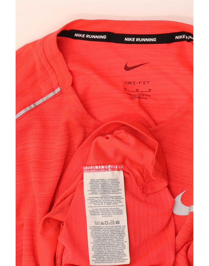 Nike Mens Dri Fit T-Shirt Top Medium Red Striped Polyester