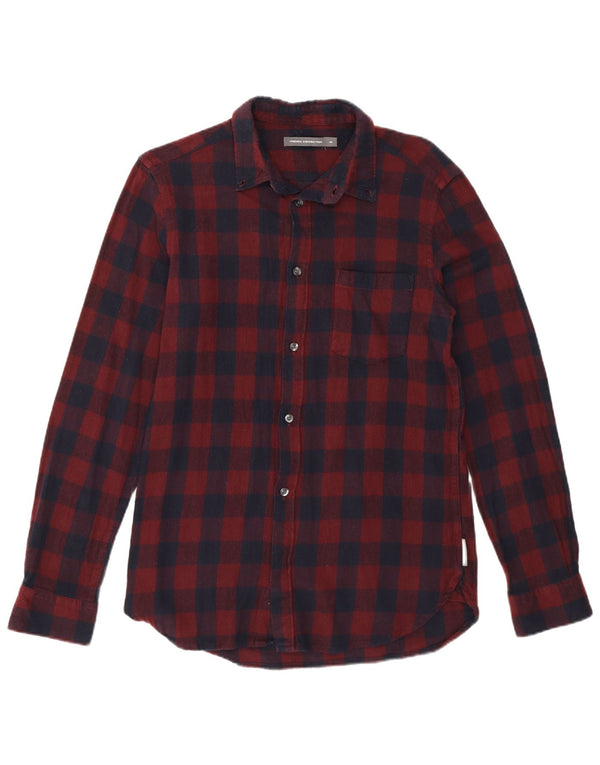 Camicia da uomo in flanella di French Connection, cotone a quadretti bordeaux medio