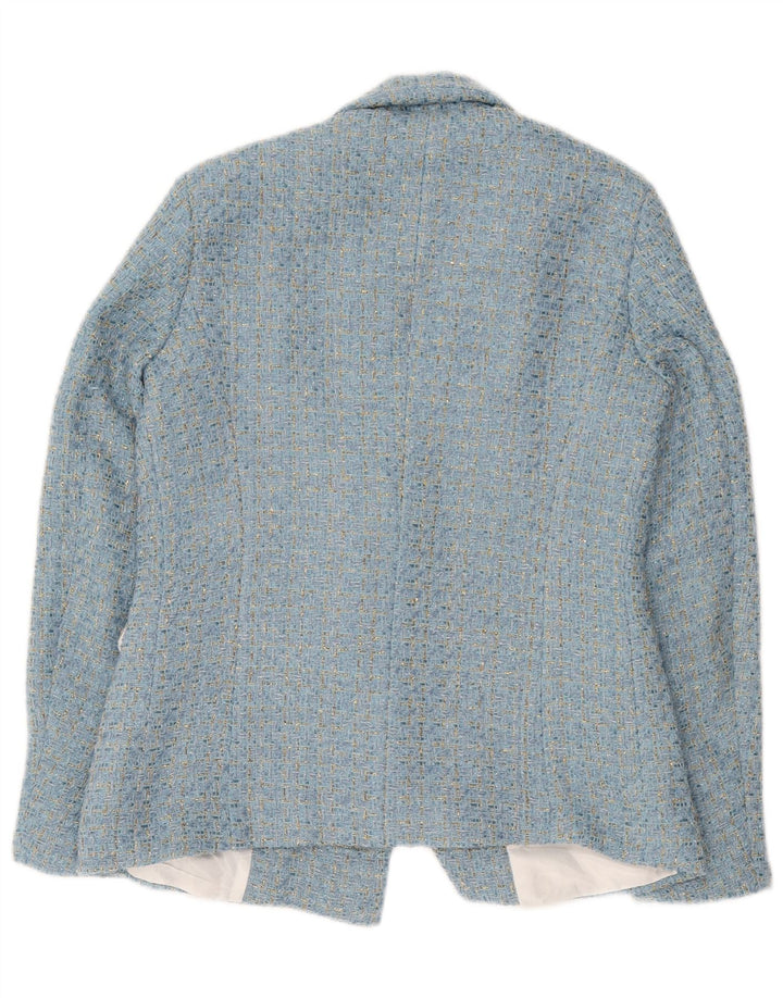 Vintage Damen Zweireihige Blazerjacke UK 10 Klein Blau meliert