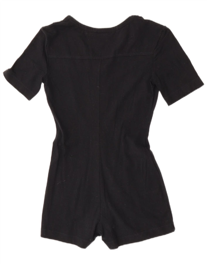 Sisley Womens Short Sleeve Playsuit UK 12 Medium Black Cotton