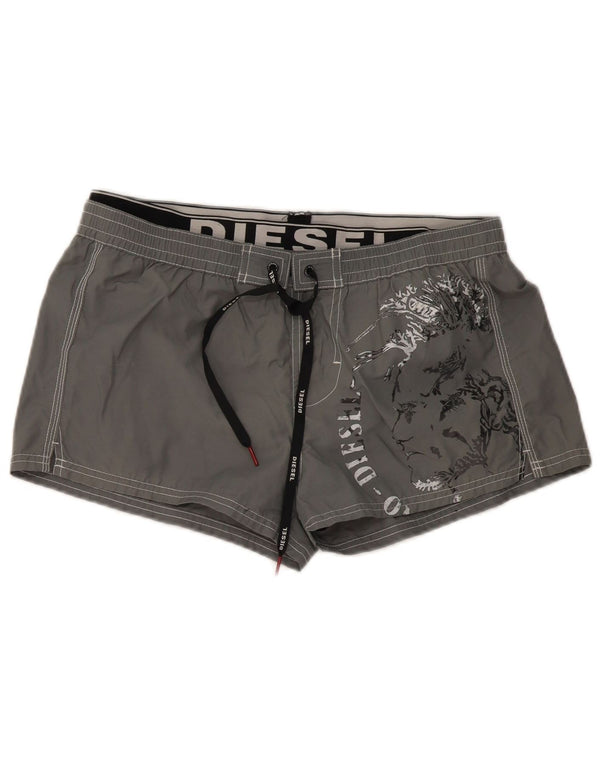 Diesel Womens Graphic Swimming Shorts UK 16 Large  Grey Cotton