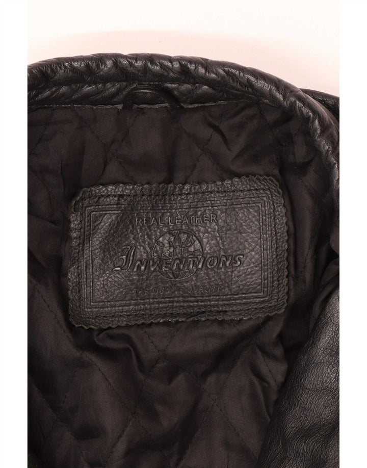 Vintage Mens Leather Biker Jacket UK 44 2XL Black
