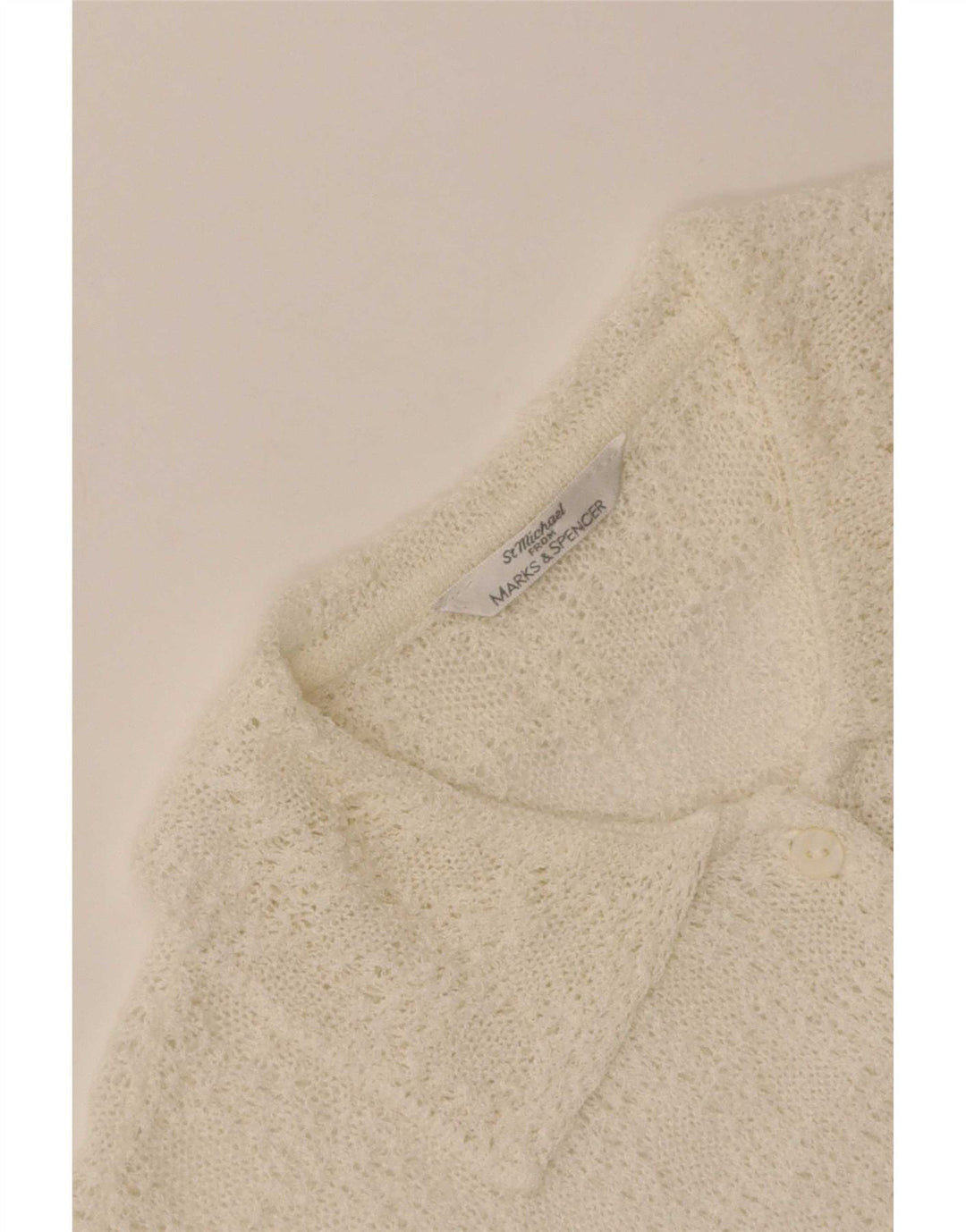 Marks & Spencer Kortærmet skjortebluse til kvinder UK 12 Medium Off White