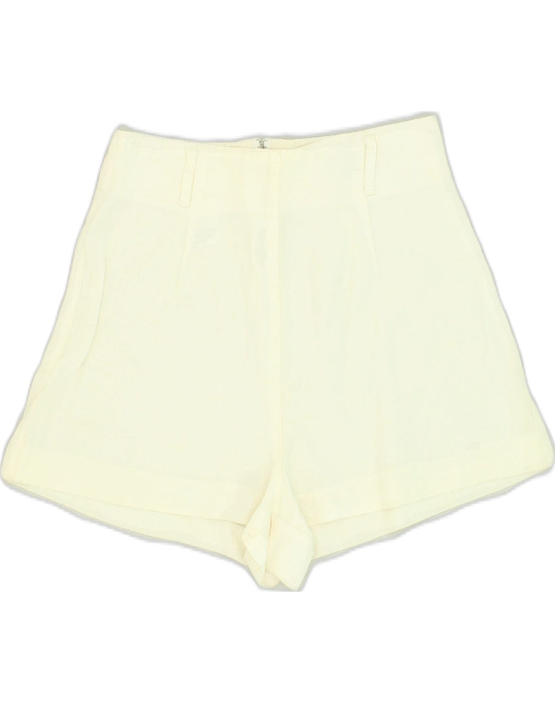 BENETTON Womens High Waist Hot Pants IT 40 Small W24  White Viscose | Vintage Benetton | Thrift | Second-Hand Benetton | Used Clothing | Messina Hembry 