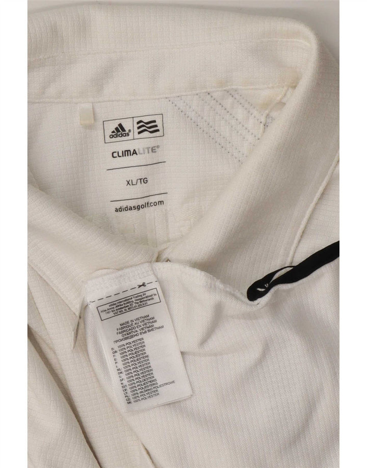 Adidas Mens Climalite Long Sleeve Polo Shirt XL White Polyester