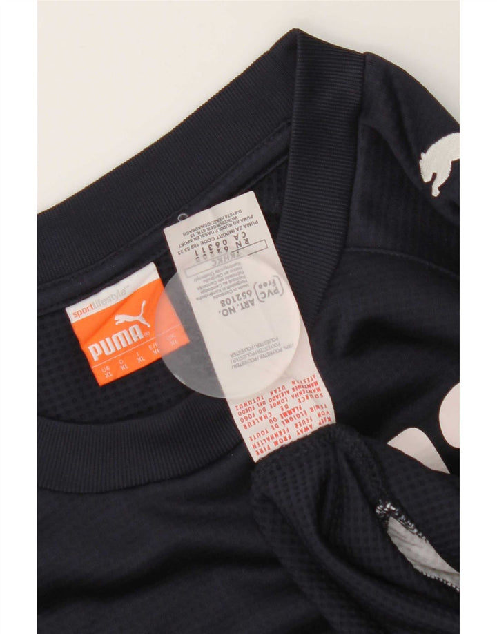 Puma Mens Graphic Sweatshirt Jumper XL Navy Blue Polyester