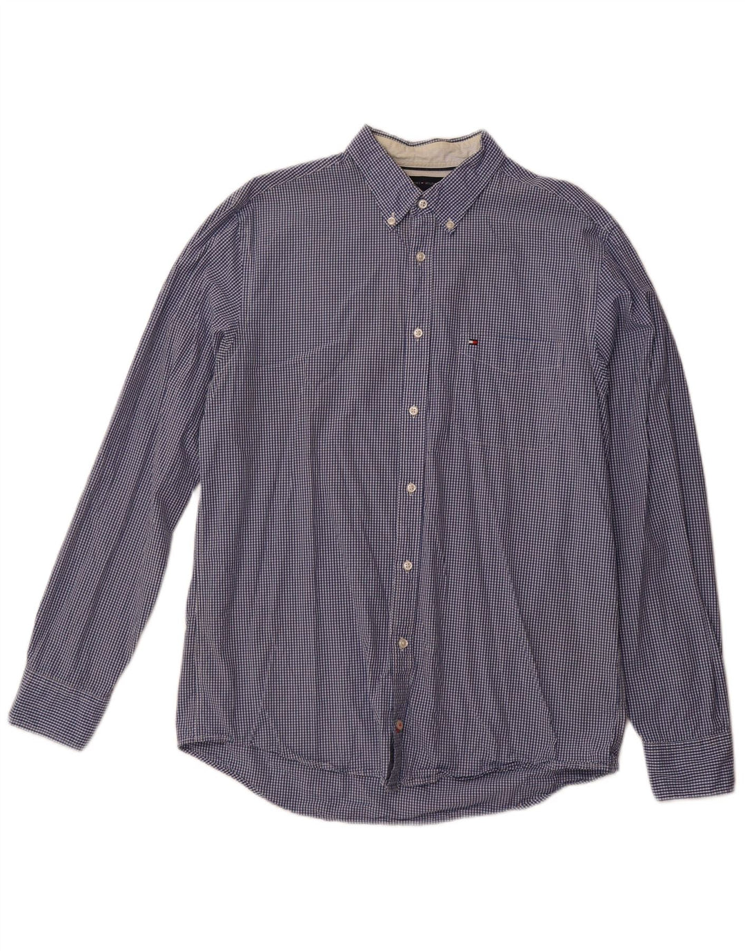 TOMMY HILFIGER Herre Regular Fit Skjorte Large Blue Gingham Cotton