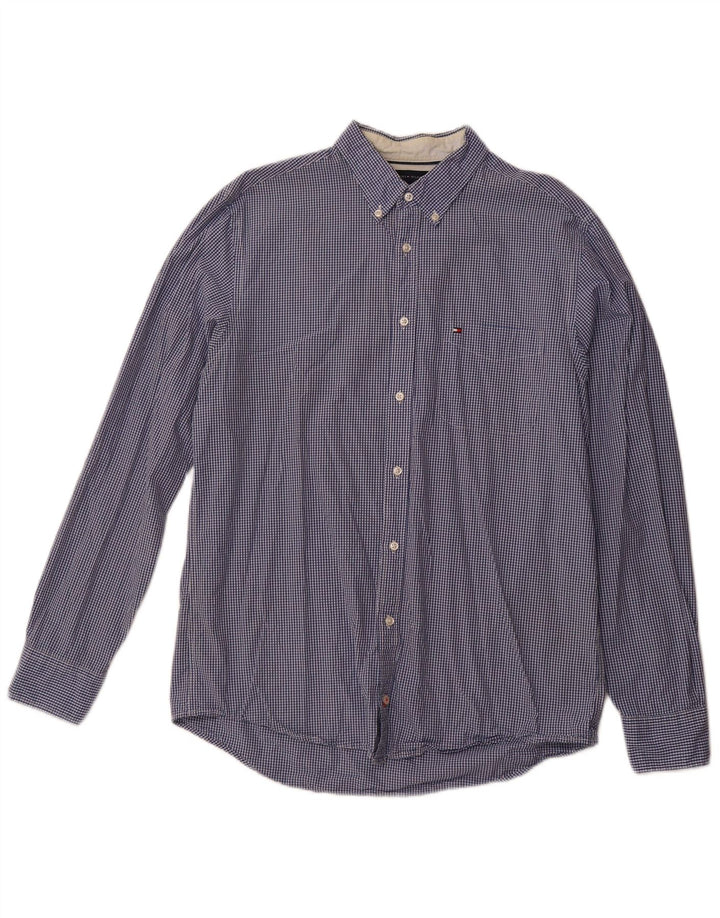 TOMMY HILFIGER Herre Regular Fit Skjorte Large Blue Gingham Cotton