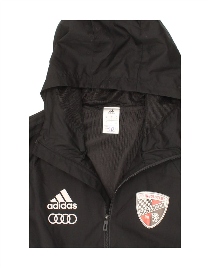 ADIDAS Mens Graphic Hooded Rain Jacket UK 38 Medium Black Colourblock