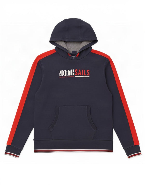 North Sails Grafisk hættetrøje til drenge 15-16 år Navy Blue Colourblock