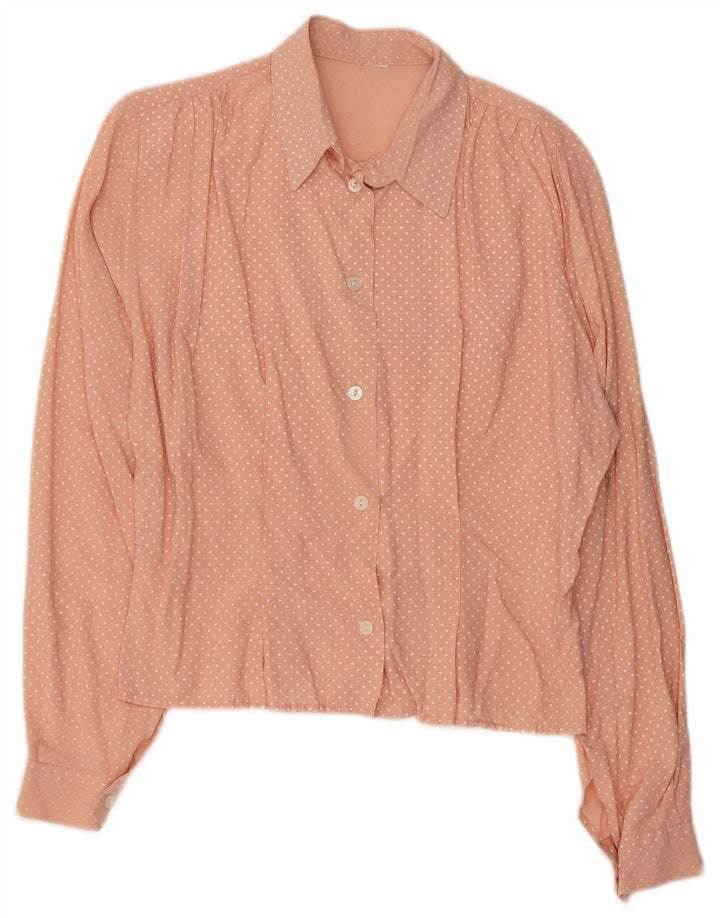 Vintage Womens Shirt UK 16 Large Pink Spotted