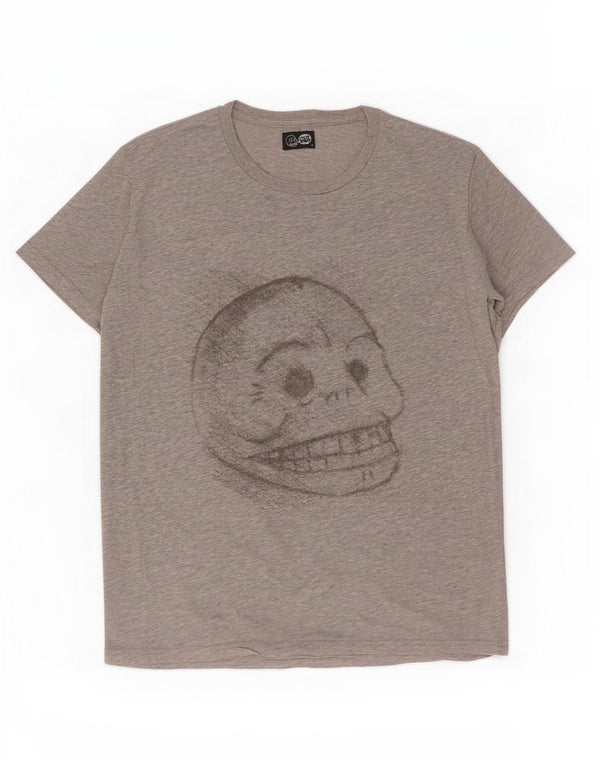 Cheap Monday T-Shirt Graphique Homme Gris Moyen Coton