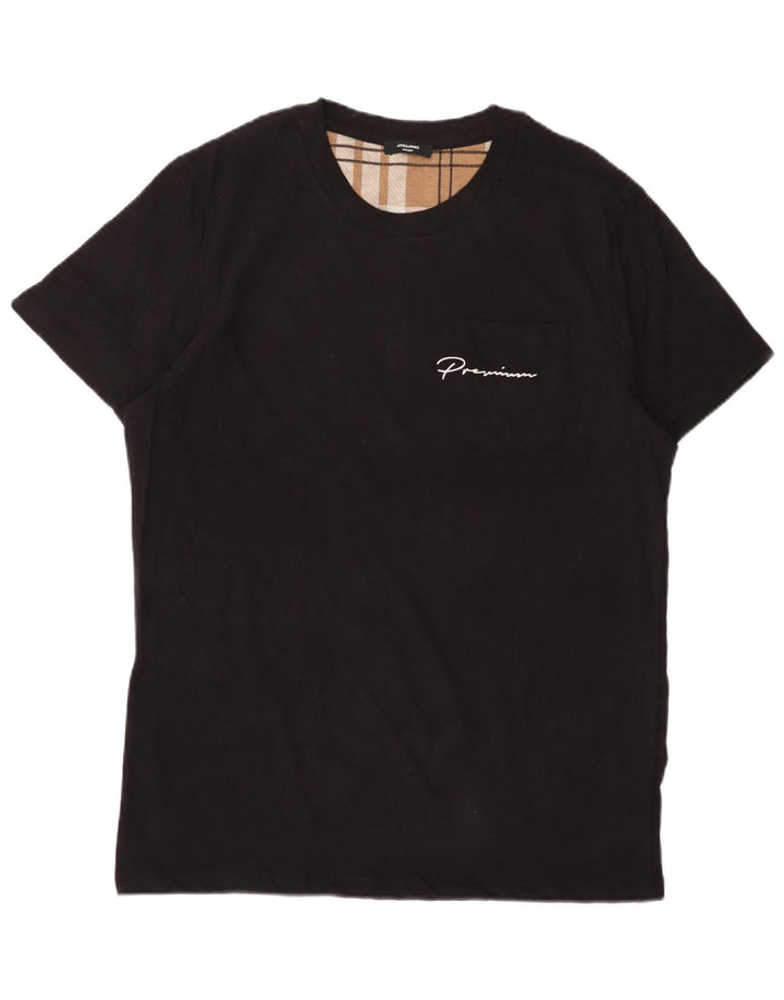 JACK & JONES Mens T-Shirt Top Large Black Cotton