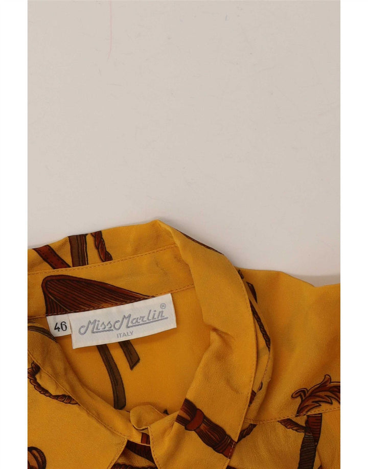 Vintage Womens Abstract Pattern Shirt Blouse IT 46 Large Yellow