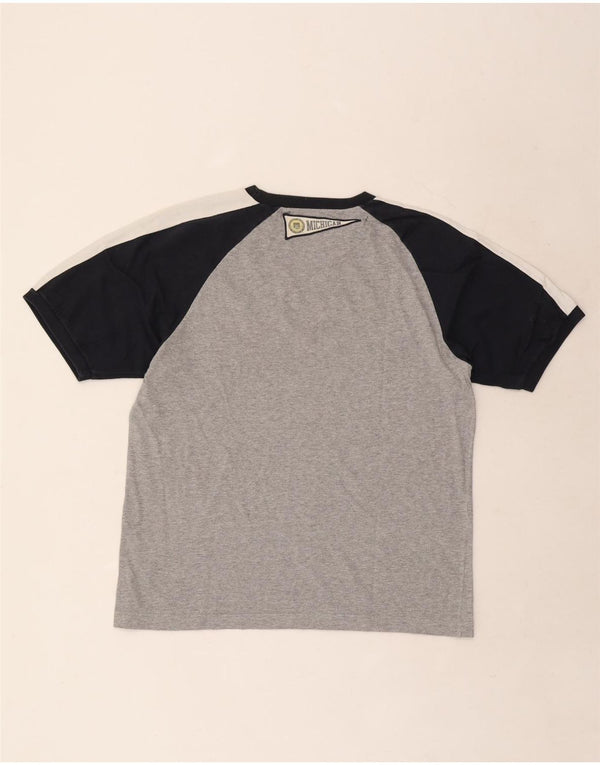 T-shirt grafica Champion da uomo Michigan, top in cotone color block grigio medio