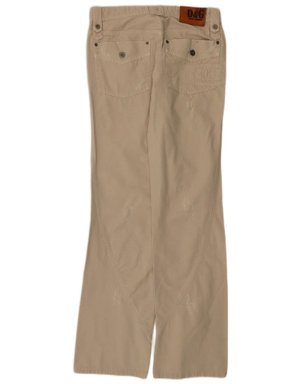 Dolce & Gabbana Mens Straight Casual Trousers W32 L34 Beige Cotton