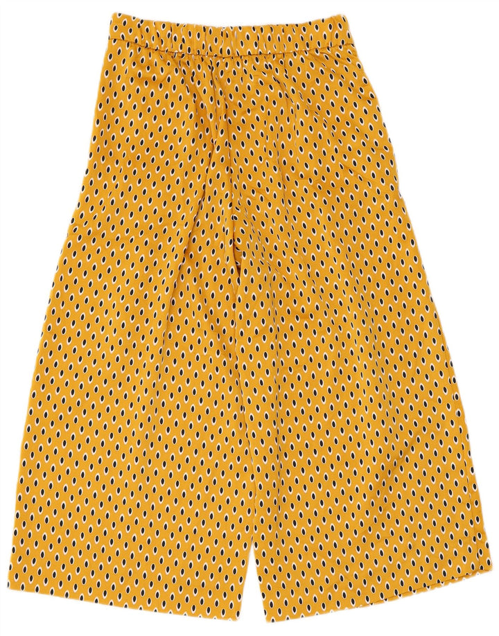 Zara Womens Capri Trousers XS W24 L21 Yellow Spotted Polyester