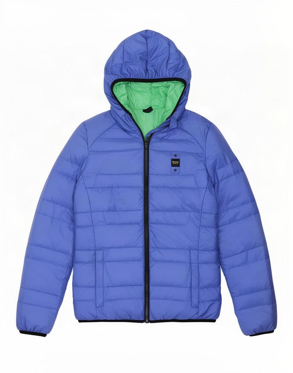Blauer Chaqueta acolchada con capucha para mujer UK 10 Small Blue Polyamide