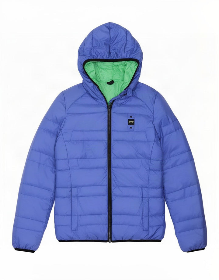 Blauer Chaqueta acolchada con capucha para mujer UK 10 Small Blue Polyamide