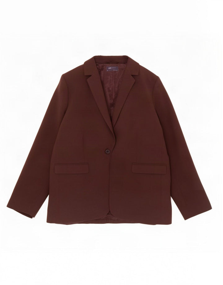 Jaqueta blazer feminina Marks & Spencer com 1 botão Reino Unido 18 XL marrom poliéster
