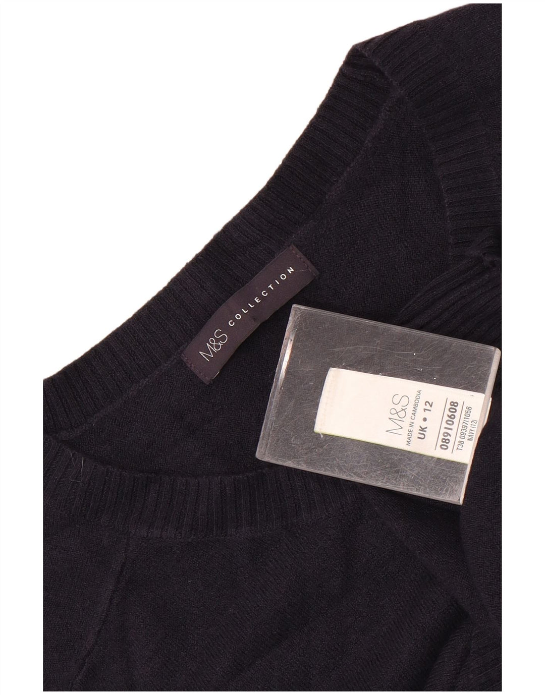 Marks & Spencer Womens Boat Neck Jumper Sweater UK 12 Medium Navy Blue