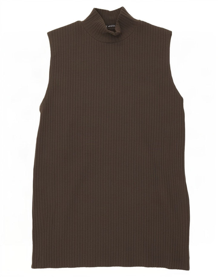 Zara Damen Weste Tank Top UK 12 Mittelbraunes Polyester