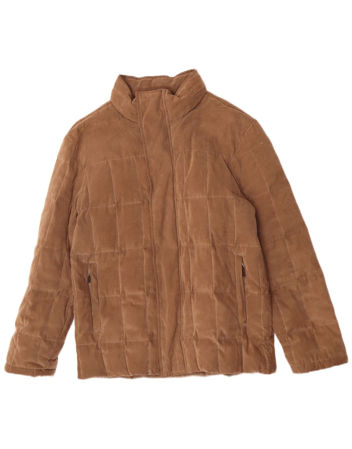 Jaqueta acolchoada masculina com capuz Pal Zileri IT 50 poliéster marrom grande