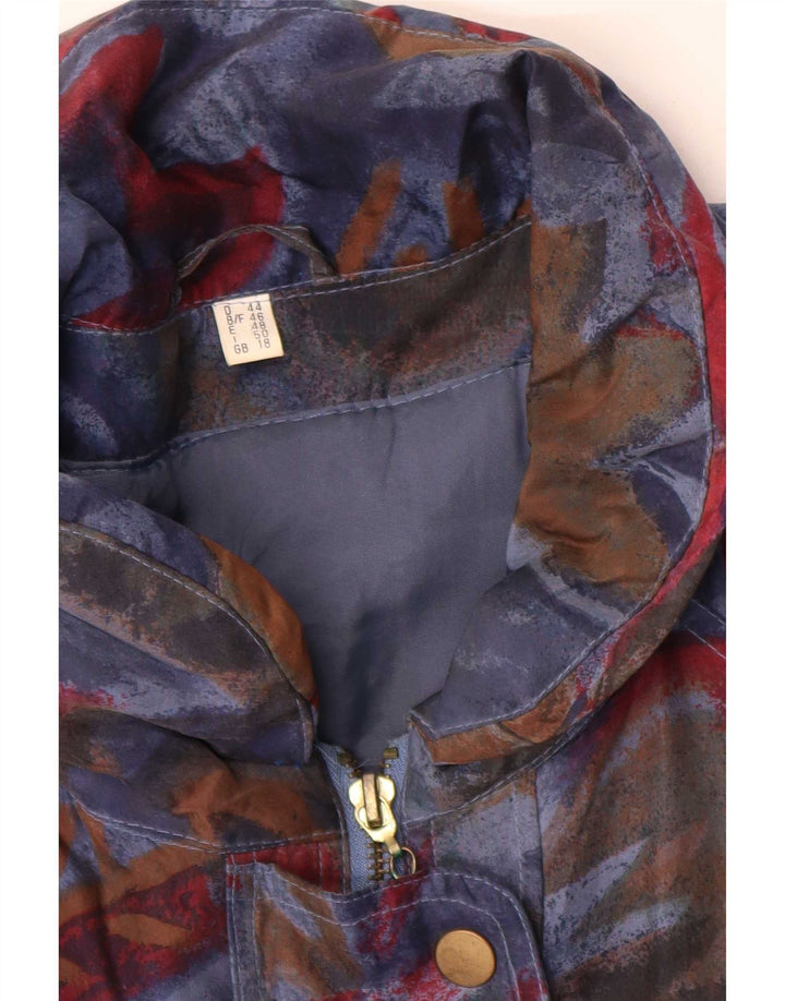 Casaco acolchoado com padrão abstrato feminino vintage UK 18 XL multicolorido
