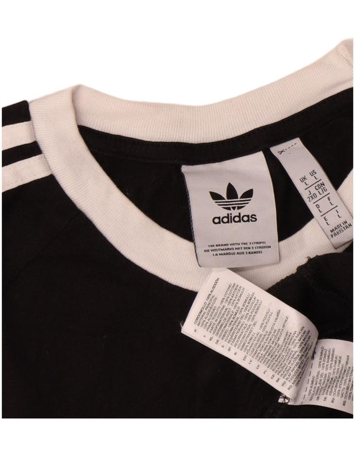 Adidas Mens T-Shirt Top Large Black Cotton