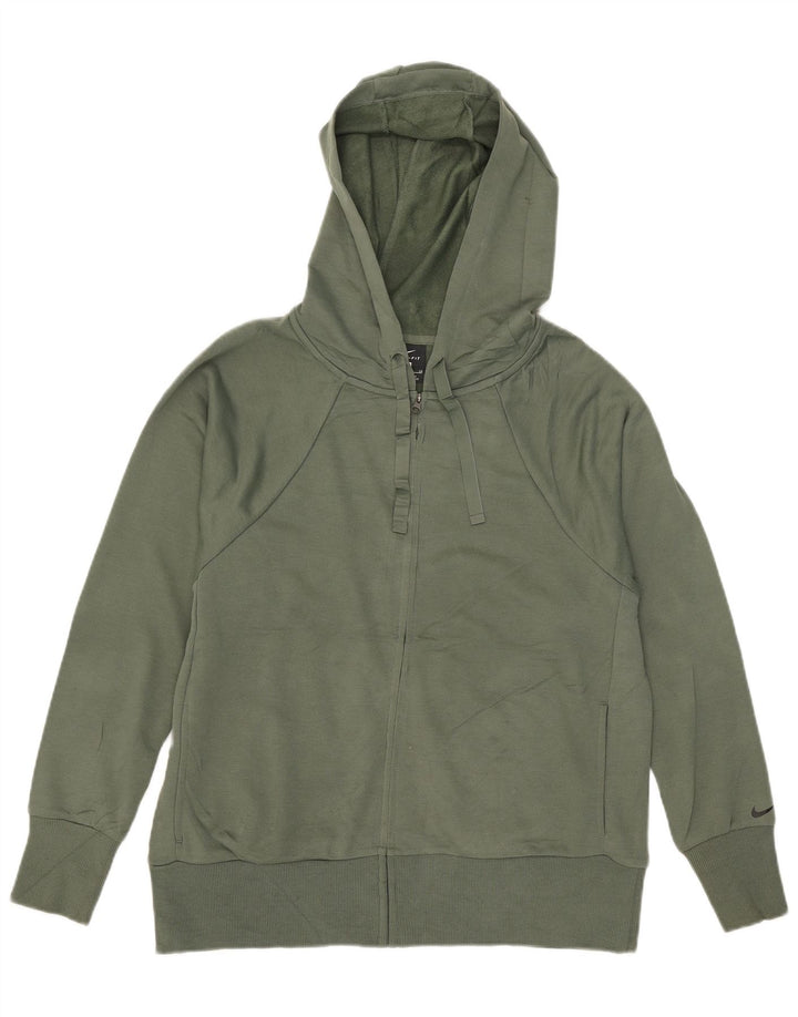 NIKE Mens Dri Fit Zip Hoodie Sweater Small Green Polyester