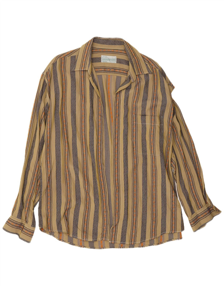 Vintage herreskjorte XL Khaki stribet viskose