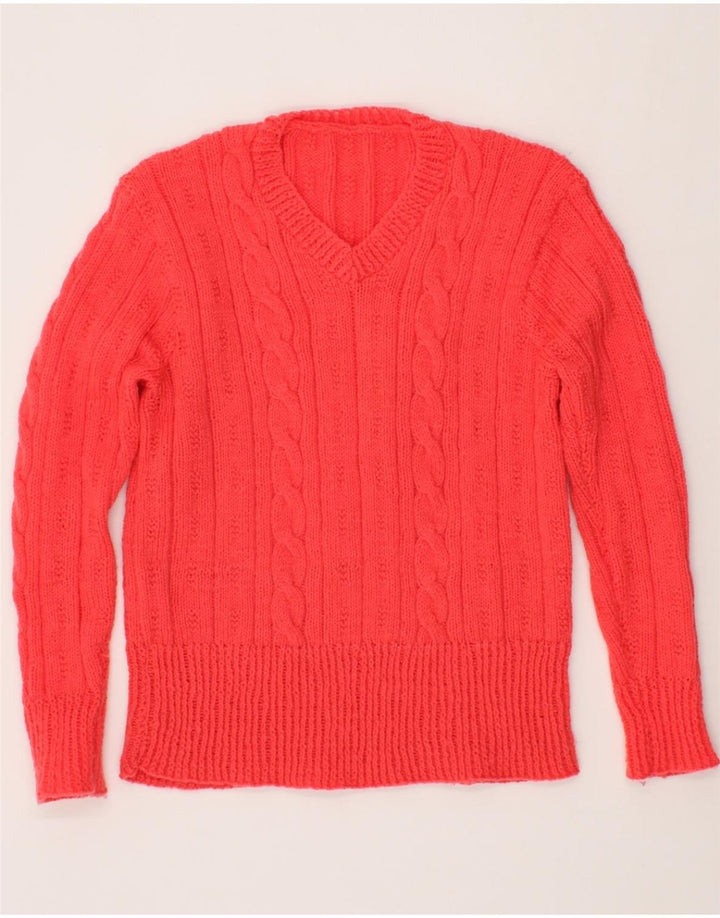 VINTAGE Womens V-Neck Jumper Sweater UK 12 Medium Pink Vintage Vintage and Second-Hand Vintage from Messina Hembry 