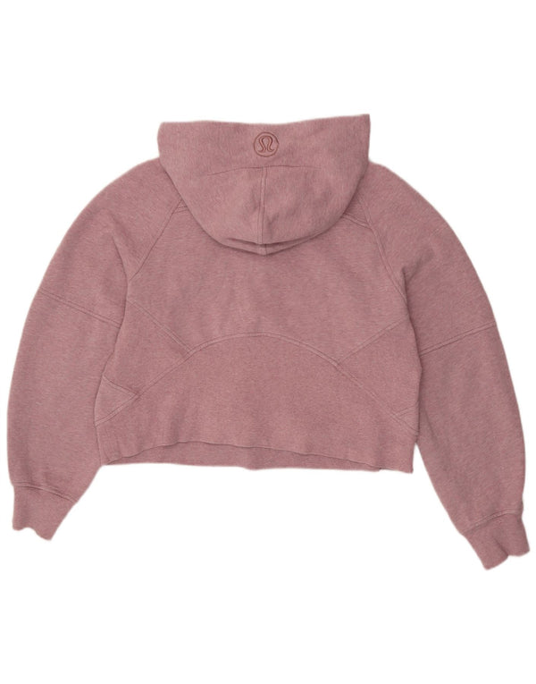Lululemon Womens Crop Zip Neck Hoodie Jumper UK 14 Medium Pink