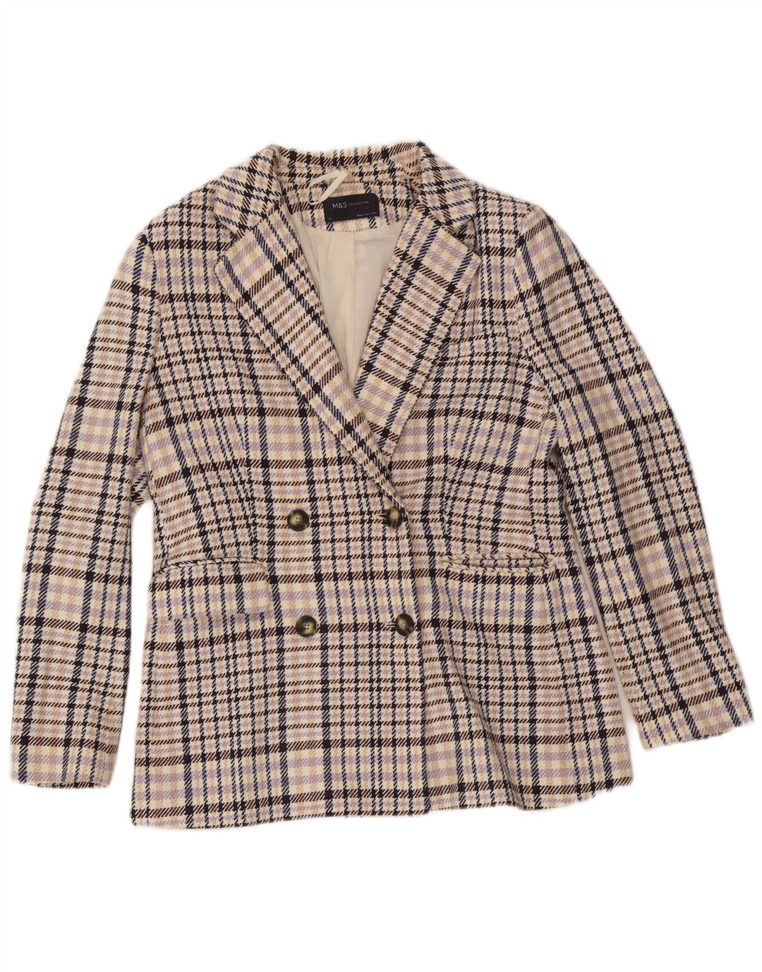 Giacca blazer da donna Marks & Spencer UK 10 piccolo quadretto multicolore