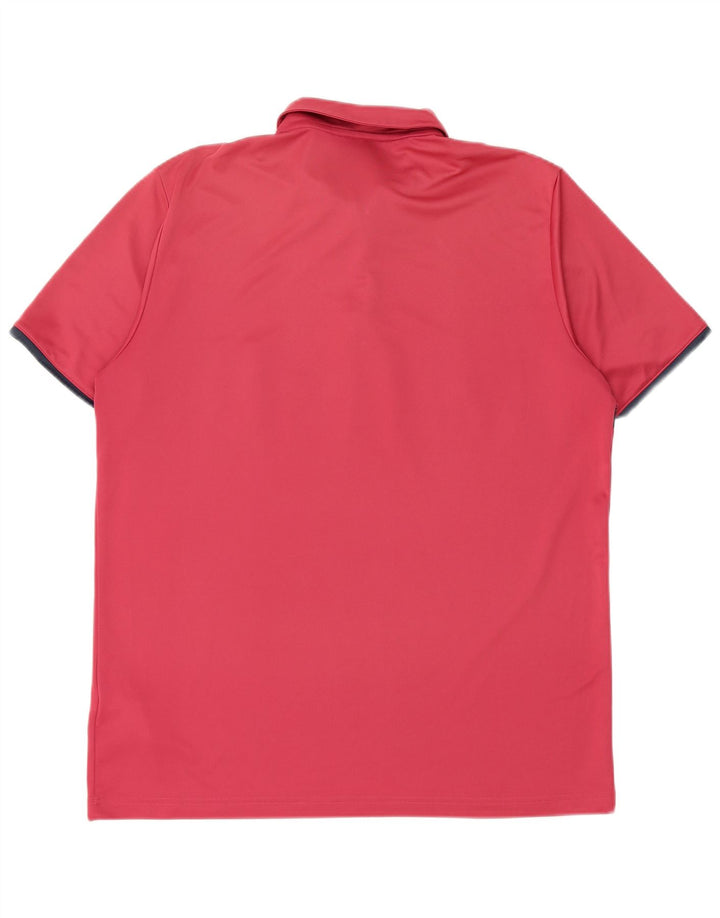 Adidas Mens Primegreen Polo Shirt Large Red Striped Polyester