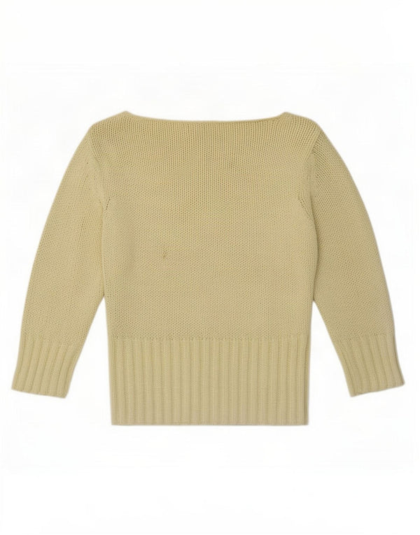 Zara - Jersey corto con cuello barco y manga 3/4 para mujer, talla 40, color amarillo mediano
