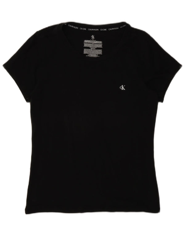 Calvin Klein Womens T-Shirt Top UK 12 Medium Black Cotton