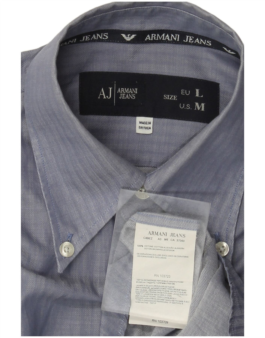 Armani Jeans Herreskjorte Stor blå stribet bomuld
