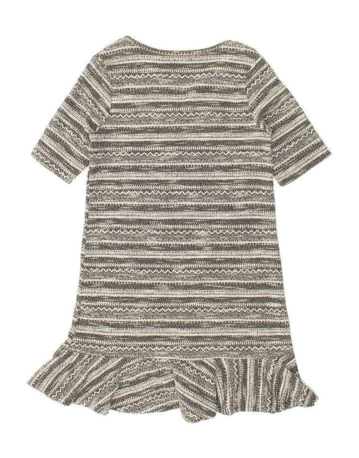 NEXT Womens Jumper Dress UK 10 Small Grey Striped Polyester Vintage Next and Second-Hand Next from Messina Hembry 